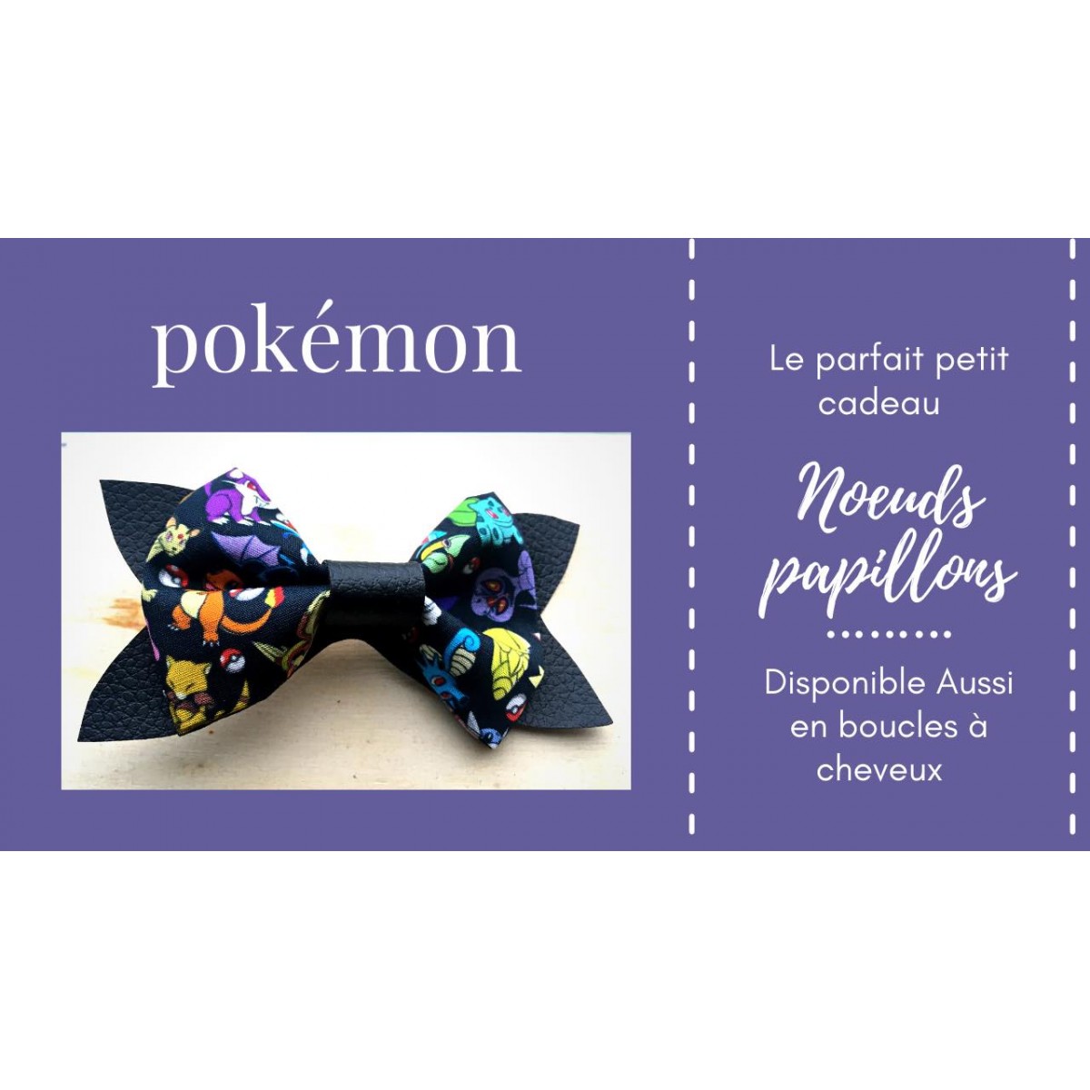 Noeud Papillon / Boucle à cheveux Pokemon enfants 