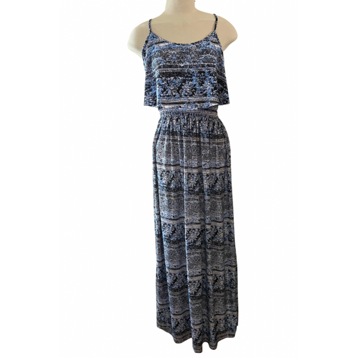 robe longue motif bleu / small
